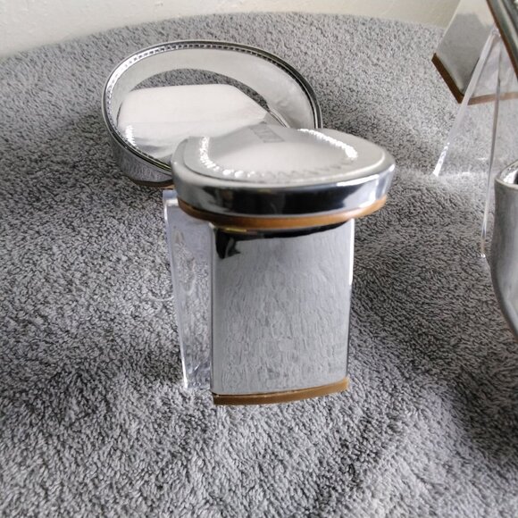 ✨ Carlkarida Silver Metallic Block Heel Mules Size 7 - Picture 5 of 9